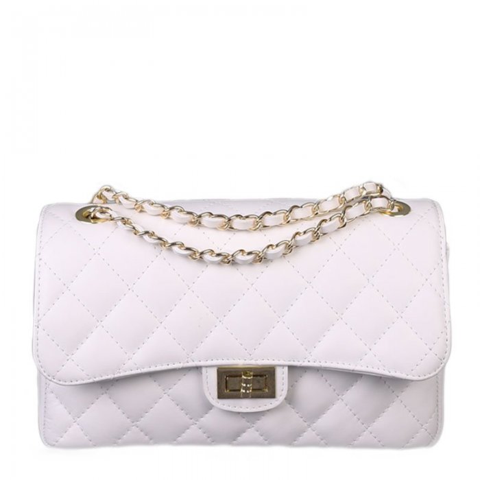 bíle kožené kabelky na styl chanel 